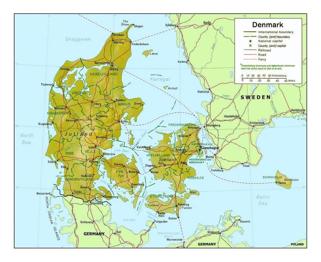 Χάρτης της δανίας kommune