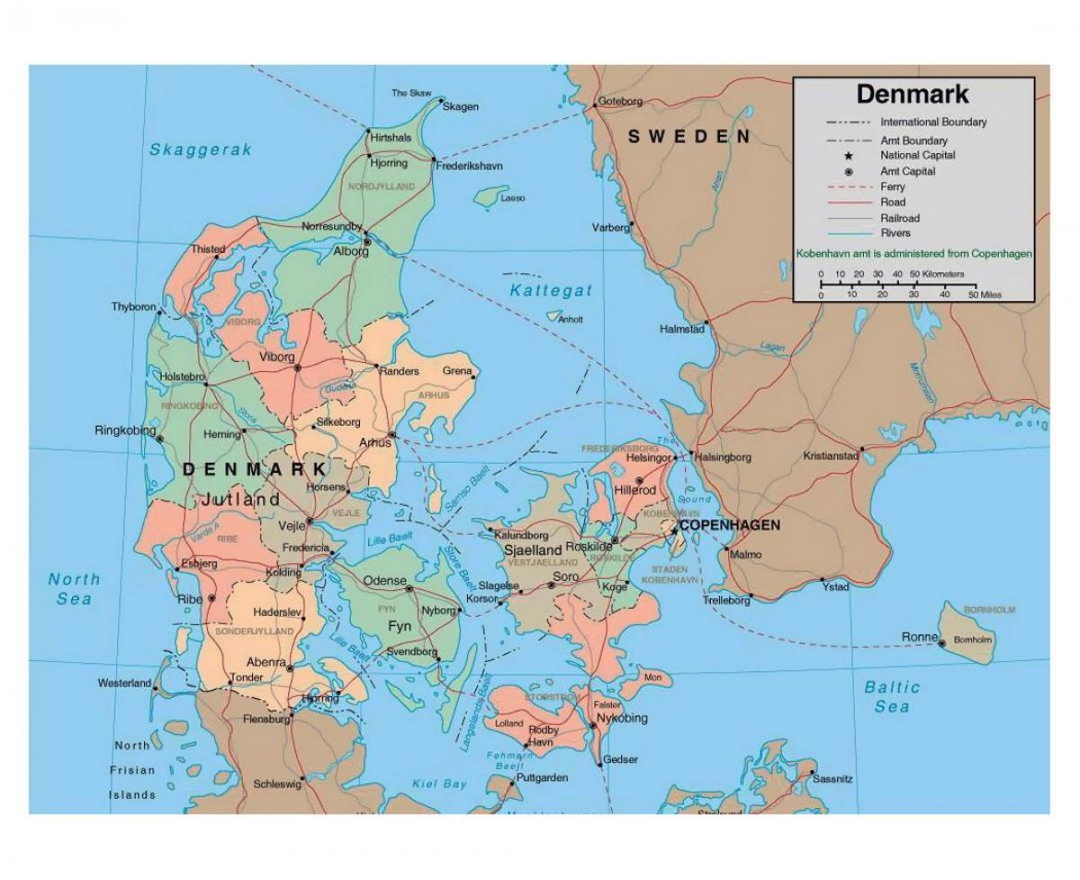 λεπτομερής χάρτης της δανίας