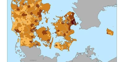 Δανία πυκνότητα πληθυσμού χάρτης