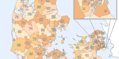 Δανία ταχυδρομικό κώδικα χάρτης